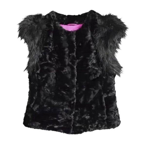 Skaist Taylor Jackets & Blazers - NEIMAN MARCUS/TARGET Faux Fur Vest Sz XS Black Skaist Taylor Crop Boho